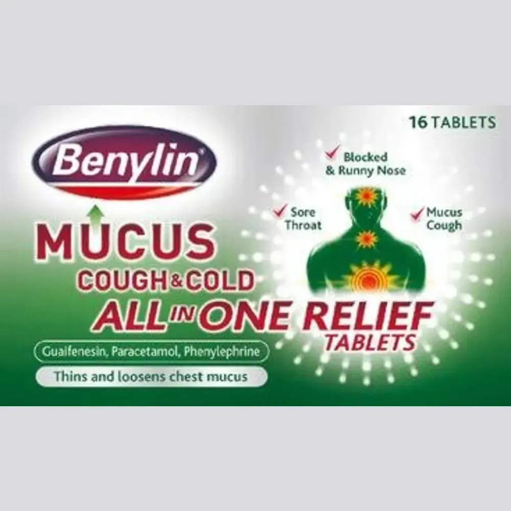 Benylin Mucus Cough & Cold All-in-One Relief 16 Tablets