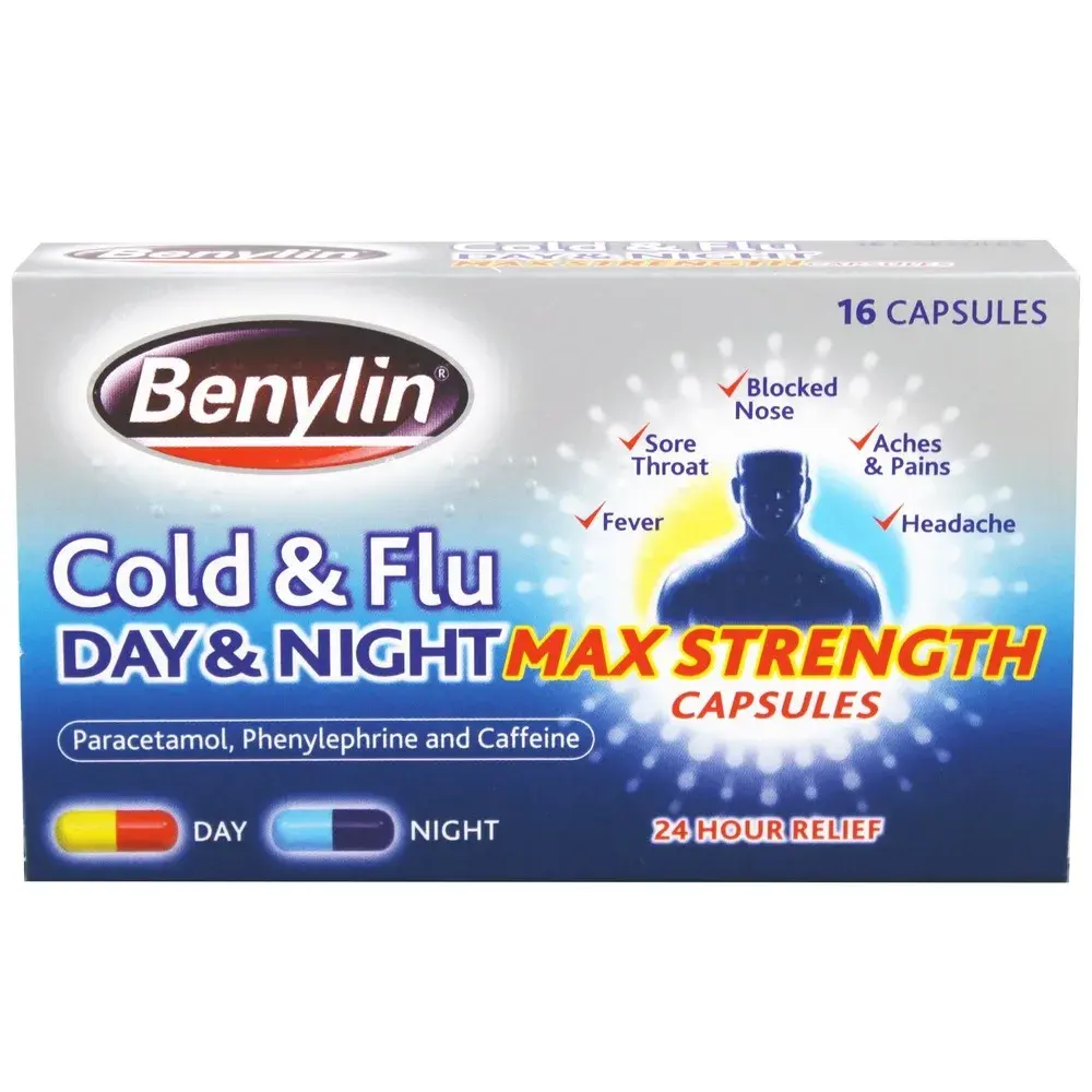 Benylin Cold & Flu Day & Night Max Strength 16 Caps