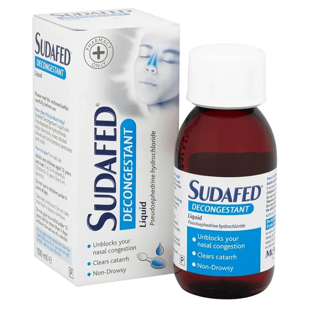 Sudafed Decongestant Liquid 100ml Nasal Relief
