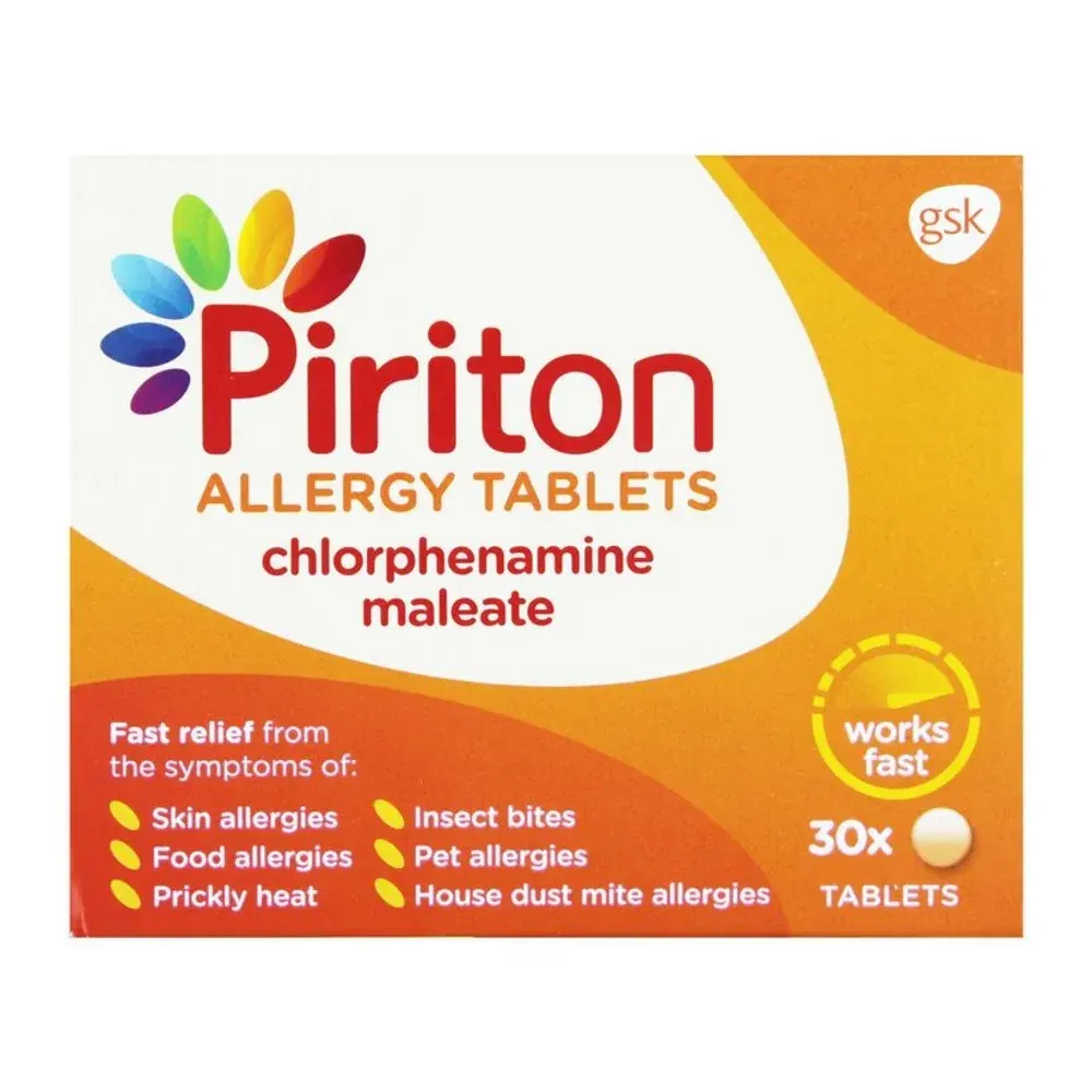 Piriton Allergy Tablets 4mg Chlorphenamine 30 Tablets