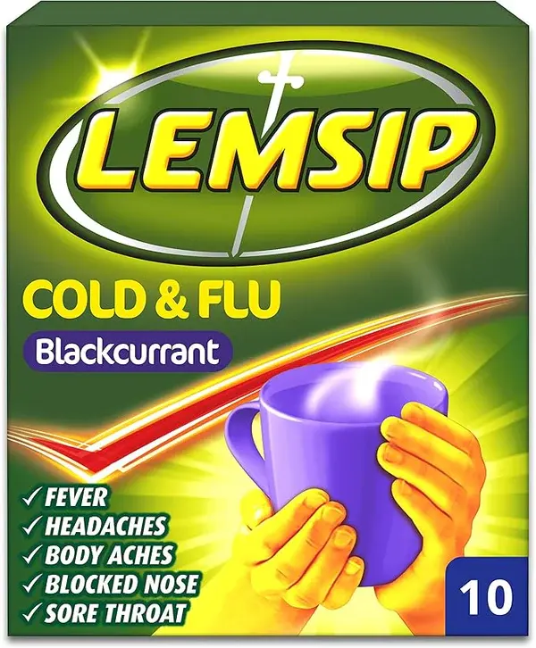 Lemsip Cold & Flu Blackcurrant 10 Sachets