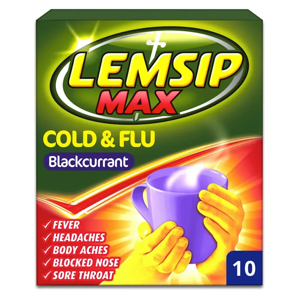 Lemsip Max Cold & Flu Blackcurrant 10 Sachets