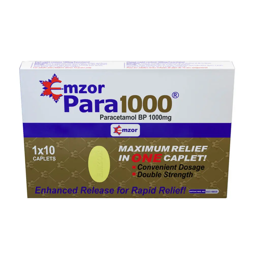 Emzor Para1000 Paracetamol 1000mg - 10 Caplets