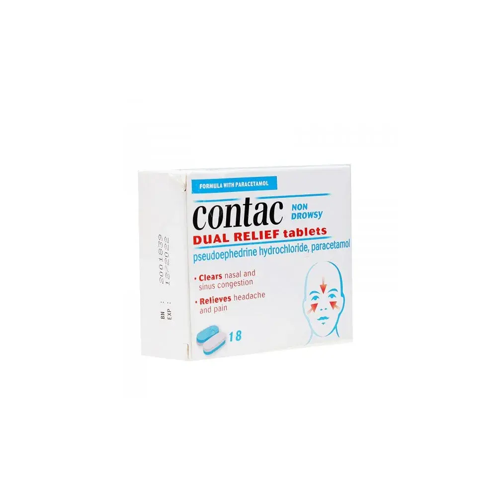 Contac Dual Relief Non-Drowsy 18 Tablets