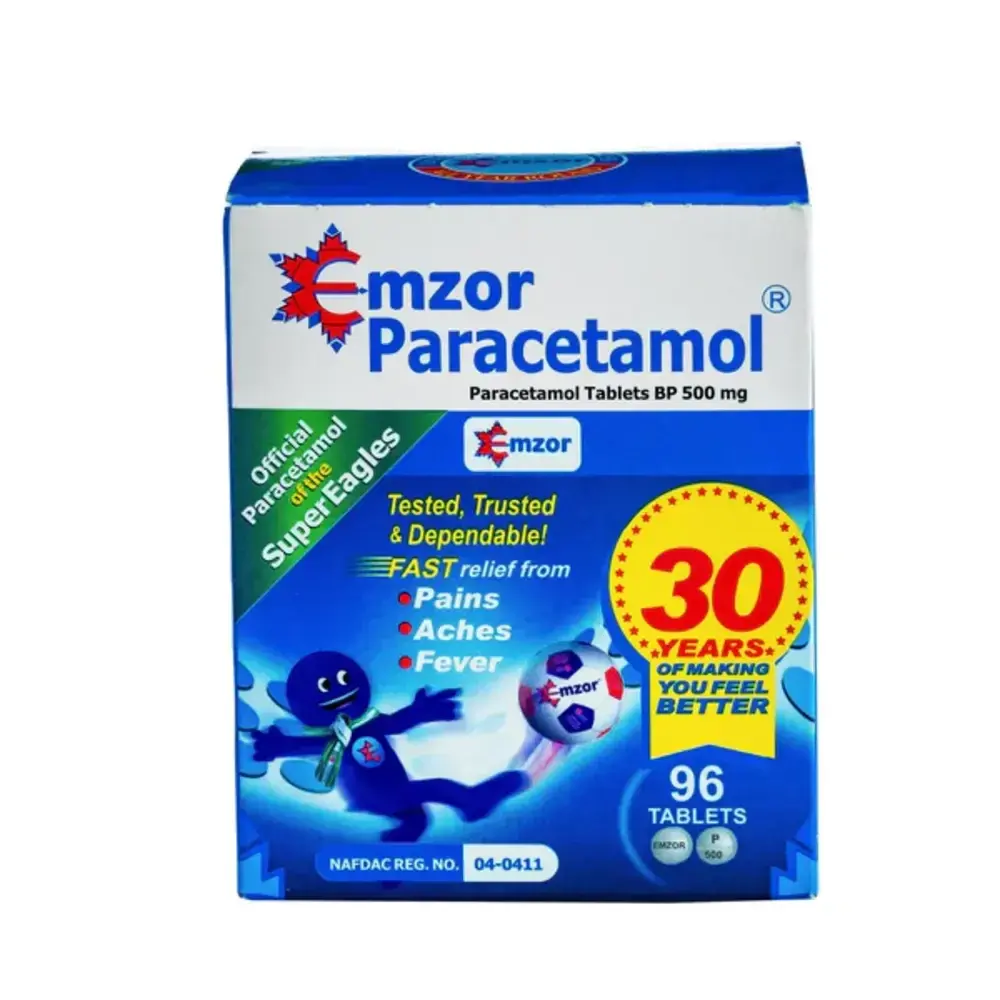 Emzor Paracetamol 500mg - 96 Tablets Pain Relief